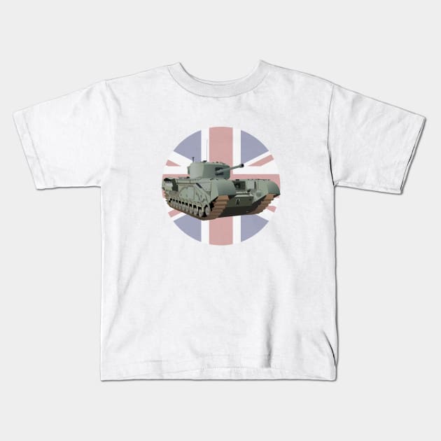 Churchill WW2 British Tank Kids T-Shirt by NorseTech